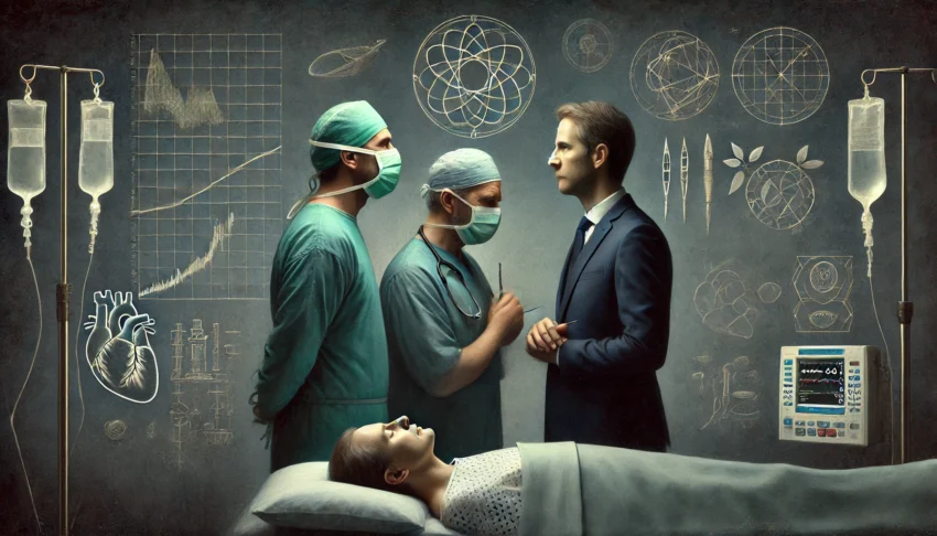 Healthcare professionals and engineers collaborating with a patient