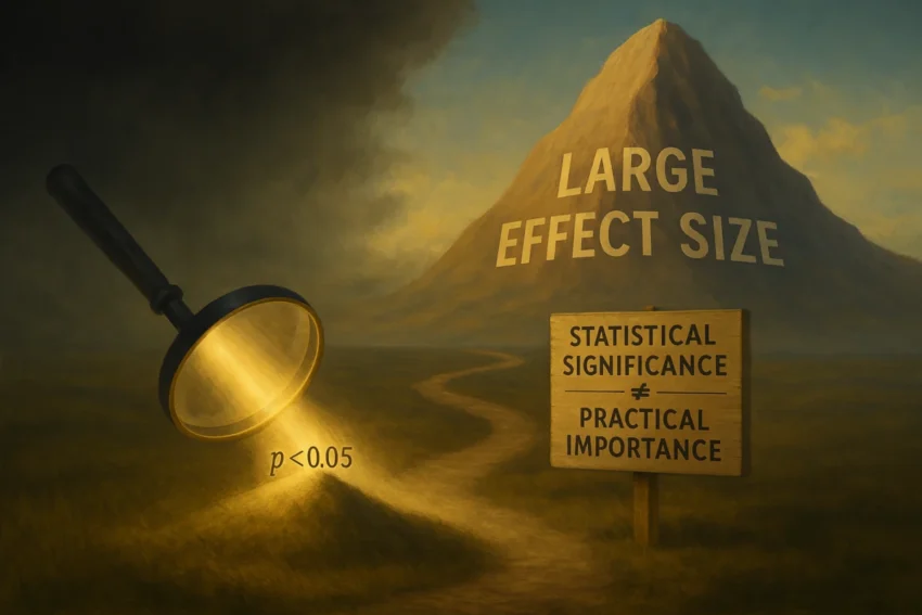 A surreal landscape symbolizing the effect size