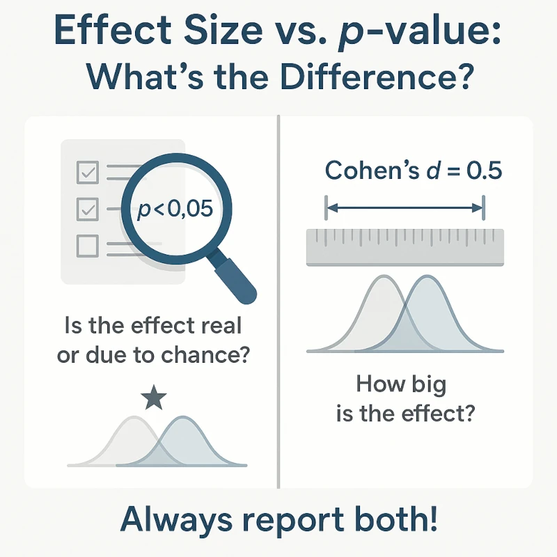 Side-by-side comparison showing how large samples can detect tiny, irrelevant effects.