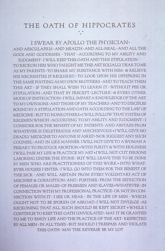 The Oath of Hippocrates