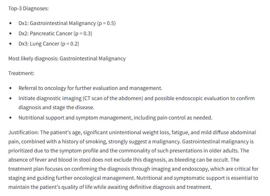 Agent Learning: top 3 diagnoses